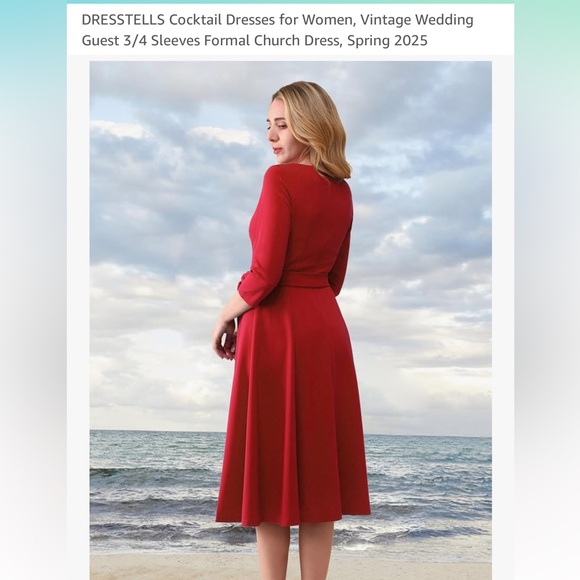 Red Cocktail Dress for Women - Picture 9 of 9